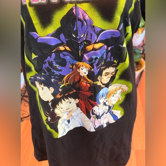 Neon Genesis Evangelion Shirt Medium Black Crew Neck Shinji Rei Asuka Anime 2022 - Picture 9 of 12